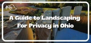 Stone privacy screen with the blog article's title overlaid