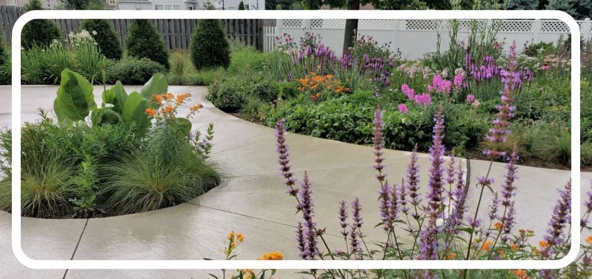 pollinator garden with walkway