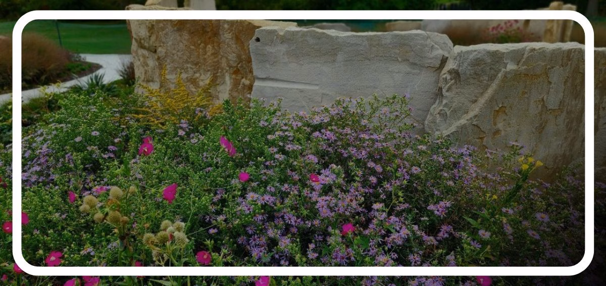 Garden with stone feature