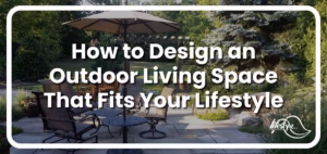 outdoor dining area with article title overlaid